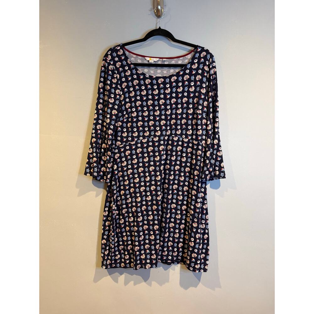 Boden Navy Floral 3/4 Sleeve Fit & Flare Dress Women’s US 14L